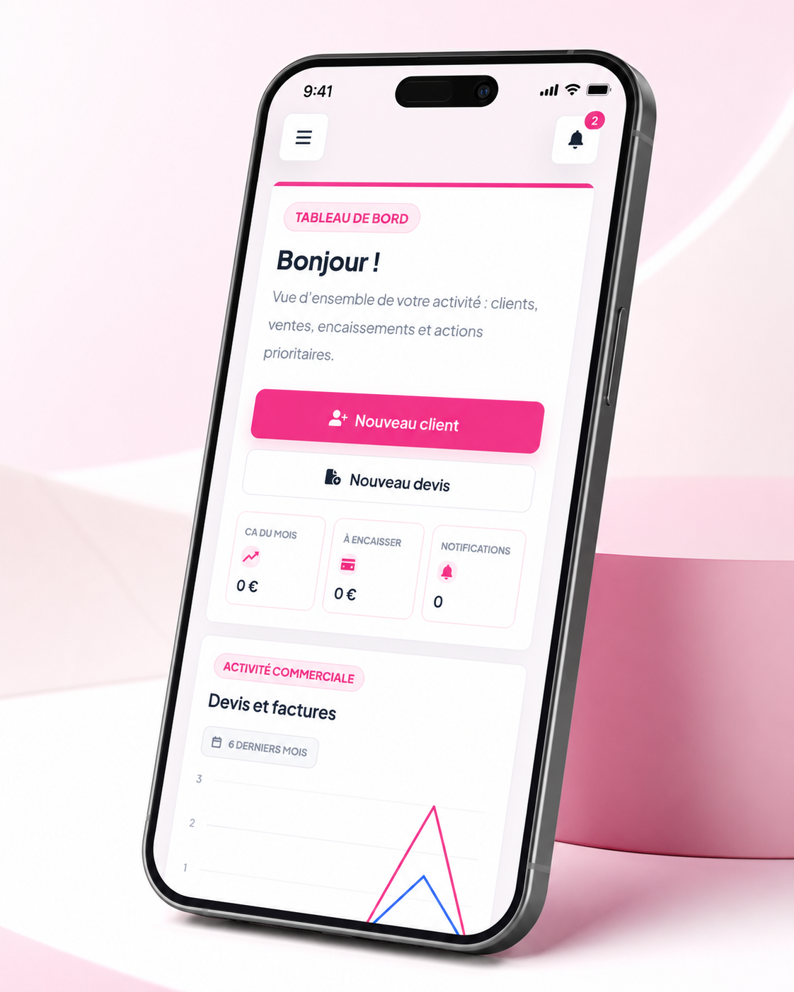 Vue mobile du CRM Peaki